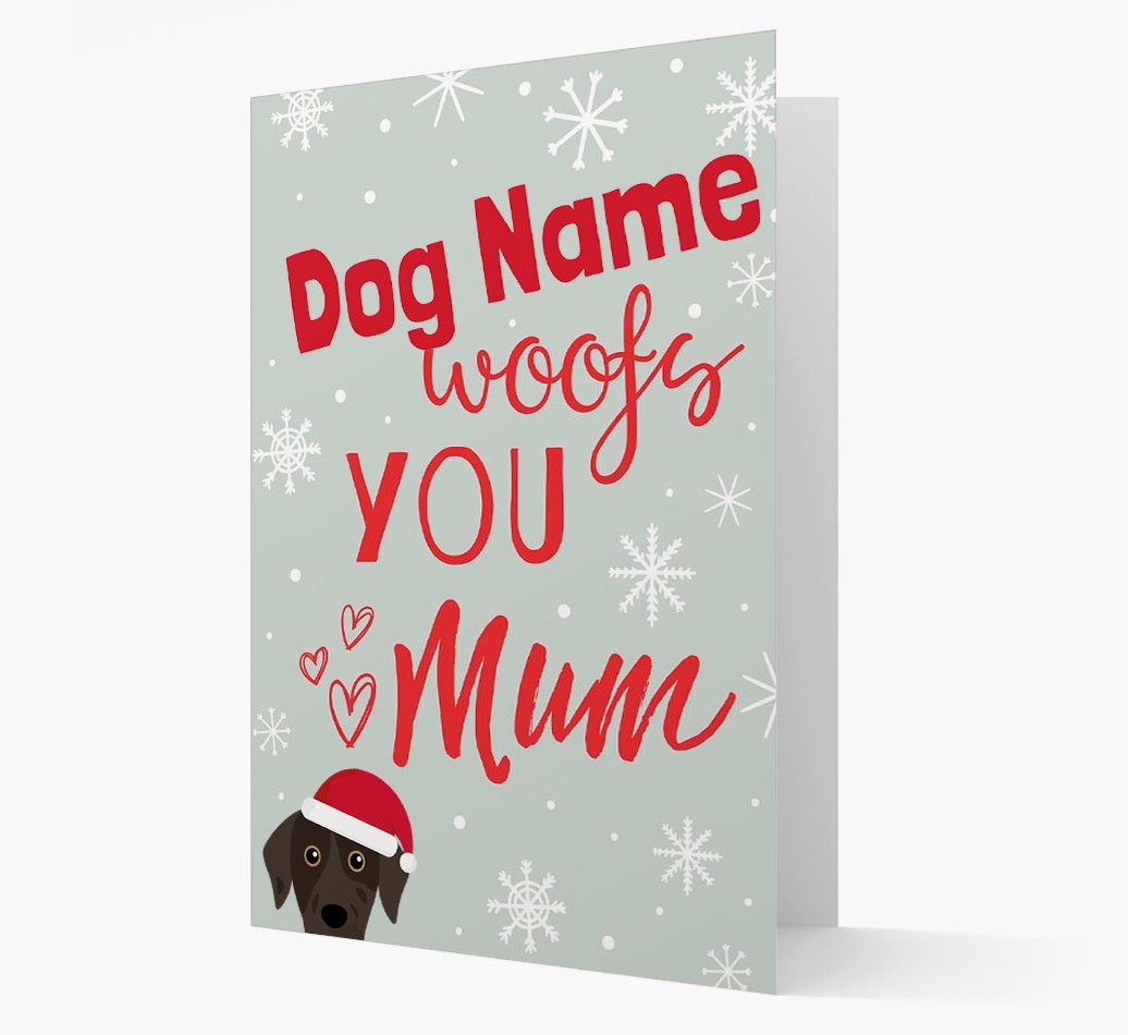 'I Woof You Mum' Card with your {breedFullName} Christmas Icon
