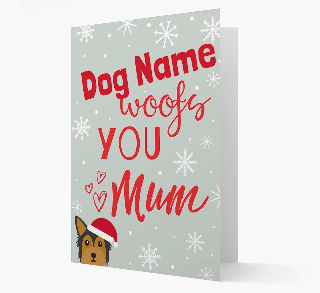 'I Woof You Mum' Card with your {breedFullName} Christmas Icon