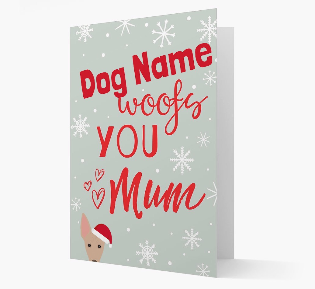 'I Woof You Mum' Card with your {breedFullName} Christmas Icon