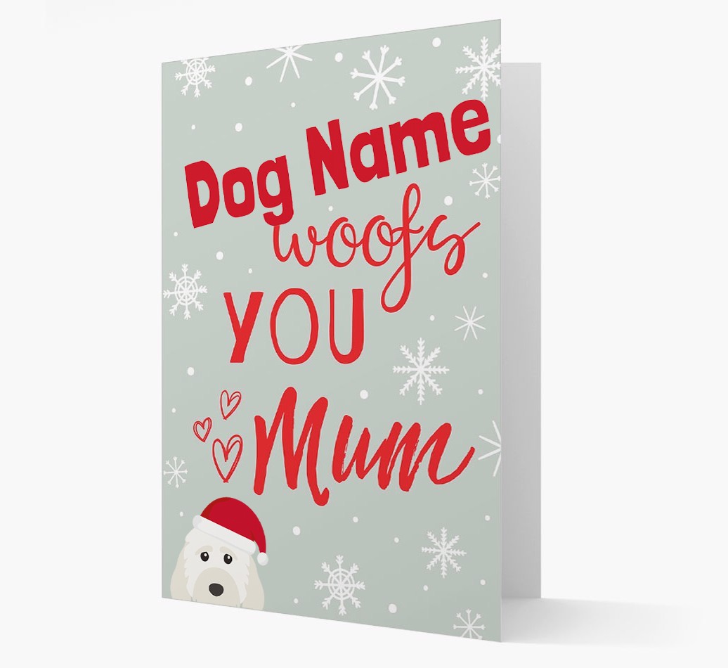 'I Woof You Mum' Card with your {breedFullName} Christmas Icon