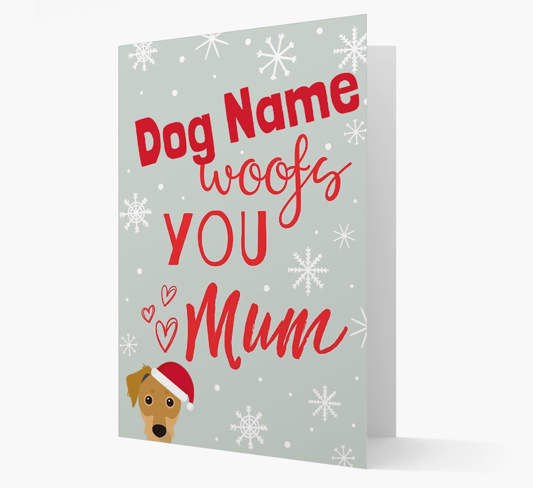 'I Woof You Mum' Card with your {breedFullName} Christmas Icon