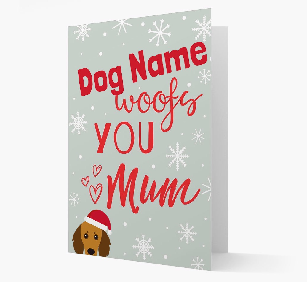 'I Woof You Mum' Card with your {breedFullName} Christmas Icon
