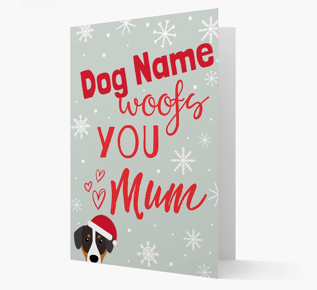 'I Woof You Mum' Card with your {breedFullName} Christmas Icon