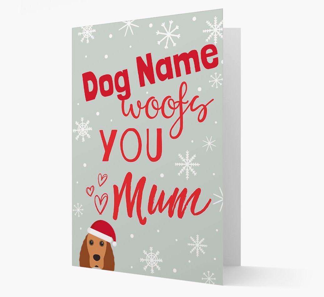 'I Woof You Mum' Card with your {breedFullName} Christmas Icon
