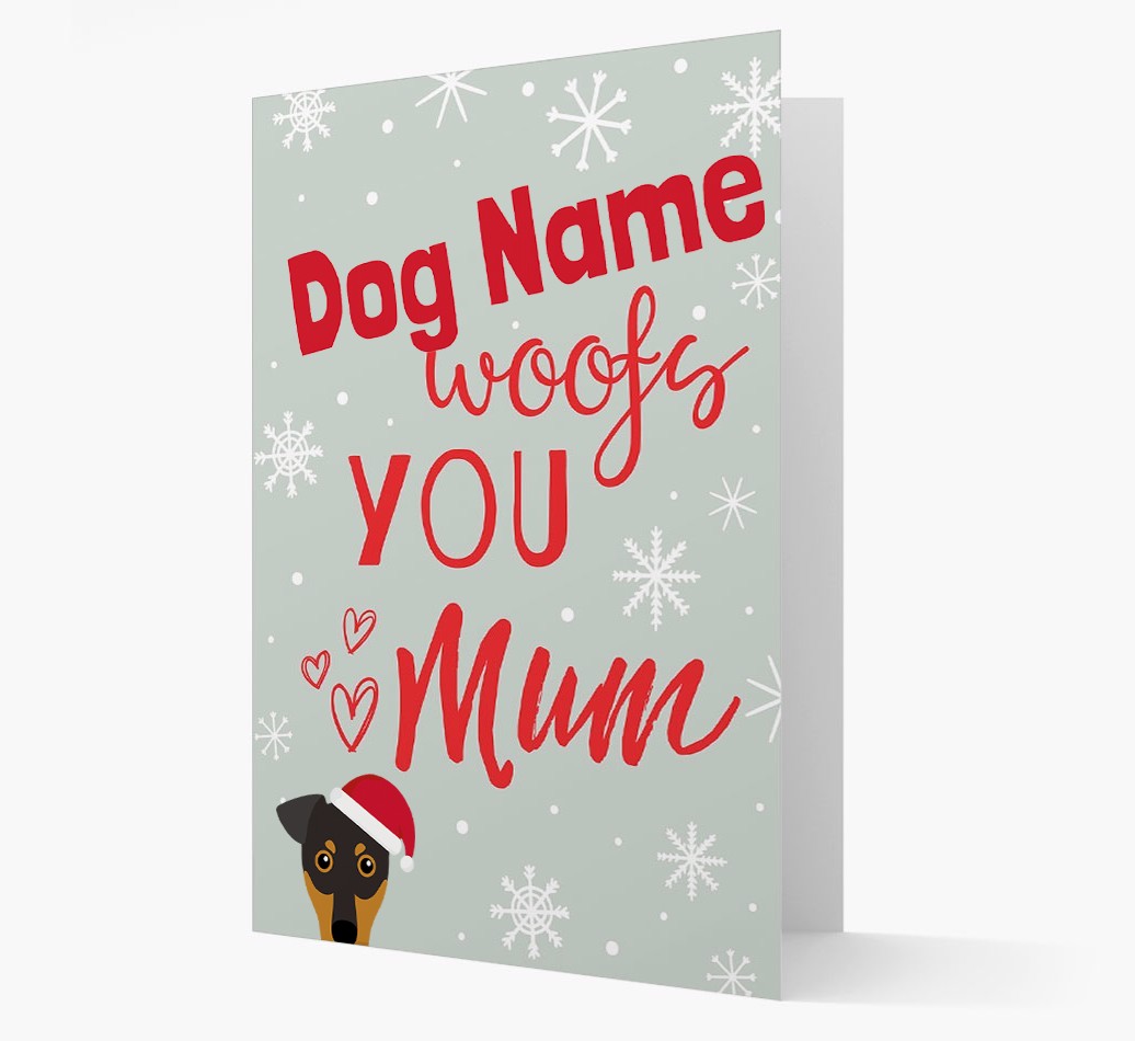 'I Woof You Mum' Card with your {breedFullName} Christmas Icon