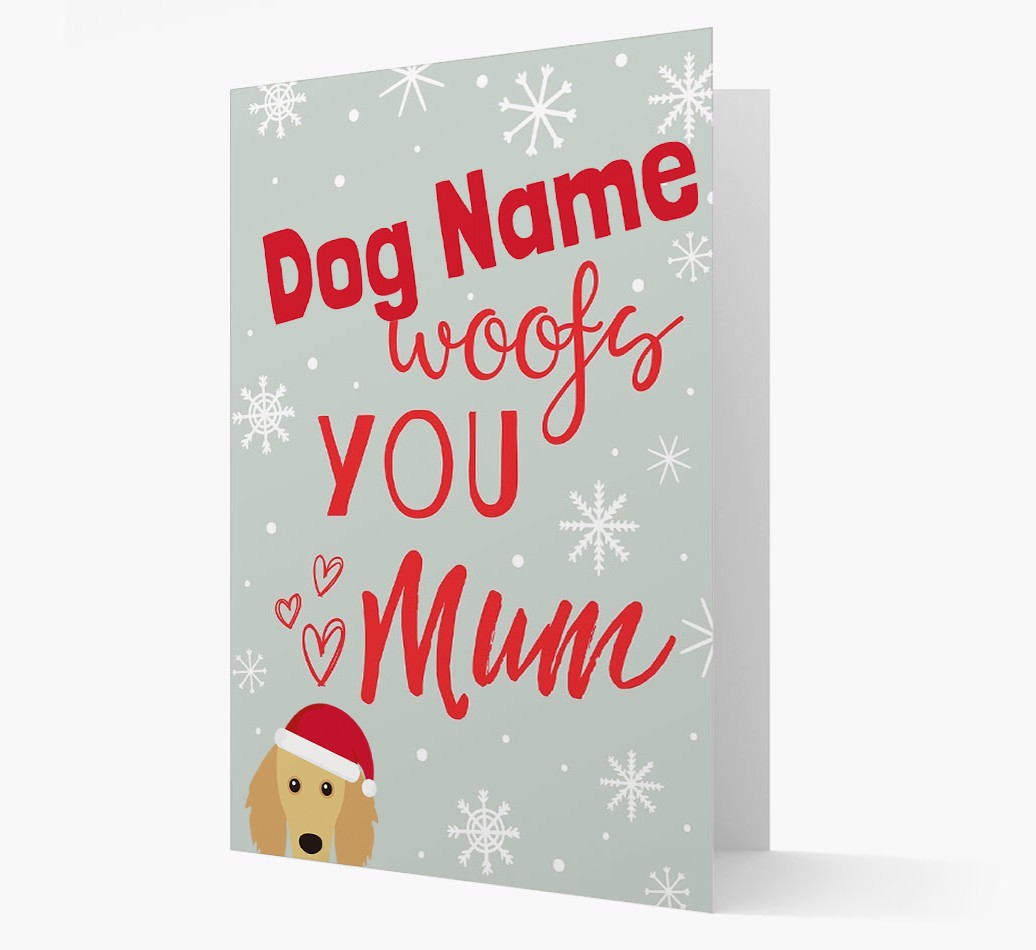 'I Woof You Mum' Card with your {breedFullName} Christmas Icon