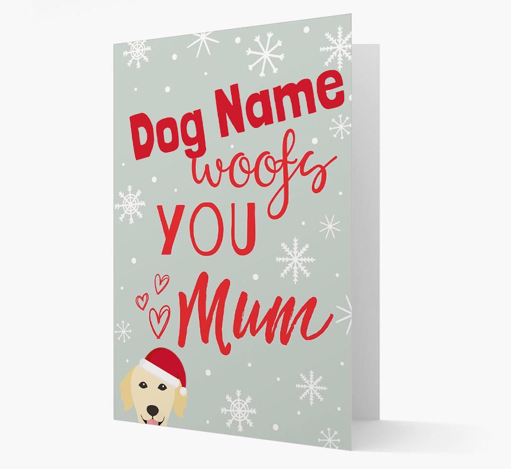 'I Woof You Mum' Card with your {breedFullName} Christmas Icon