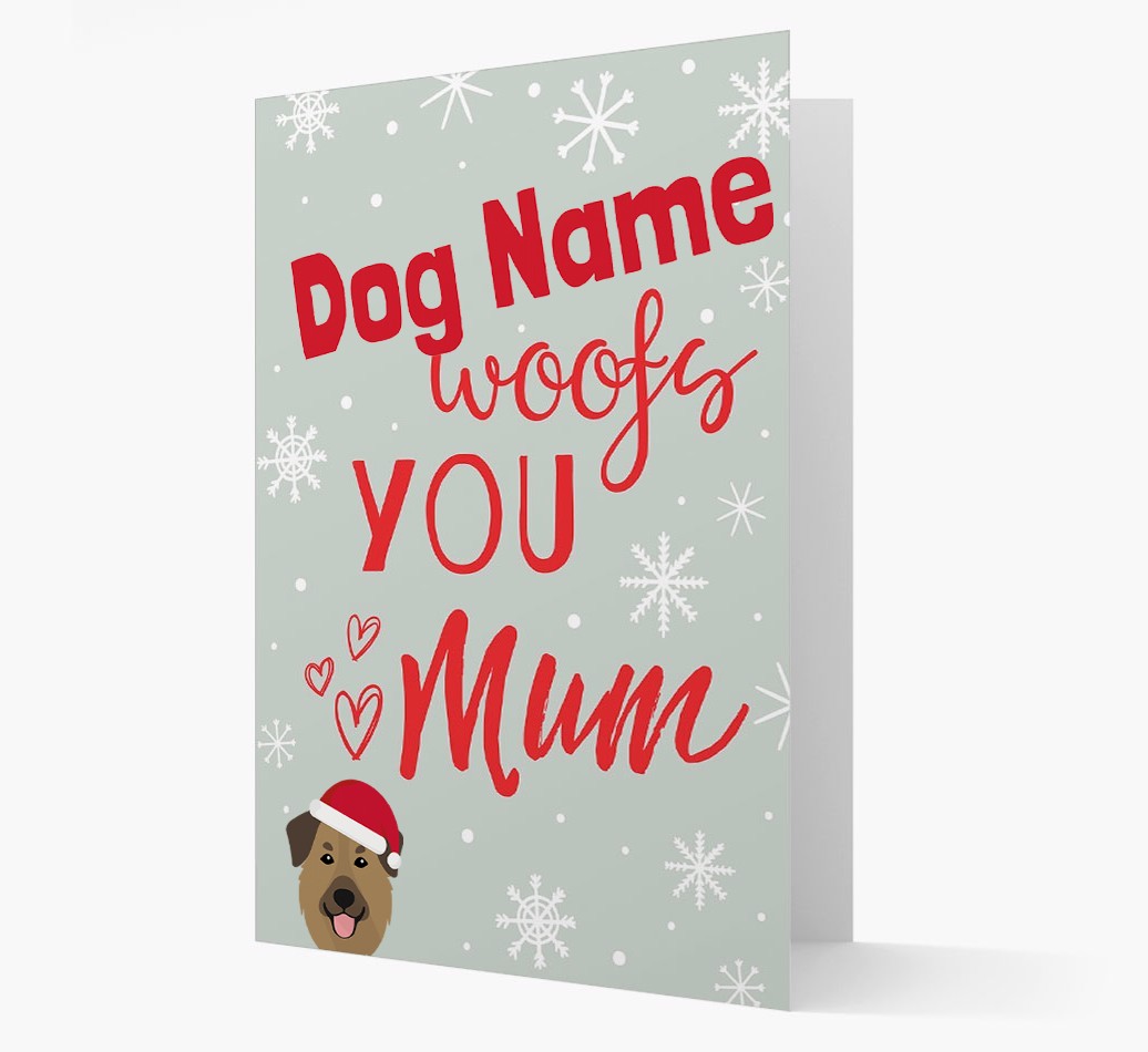 'I Woof You Mum' Card with your {breedFullName} Christmas Icon