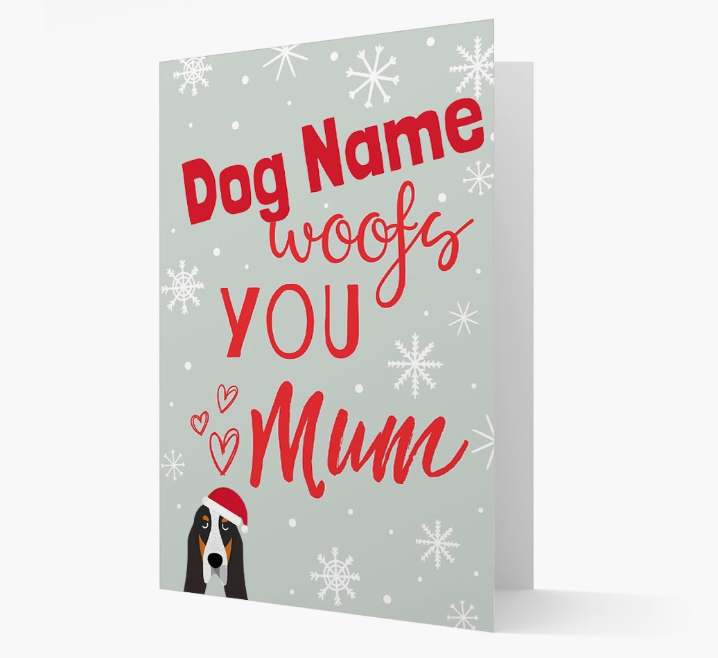 'I Woof You Mum' Card with your {breedFullName} Christmas Icon