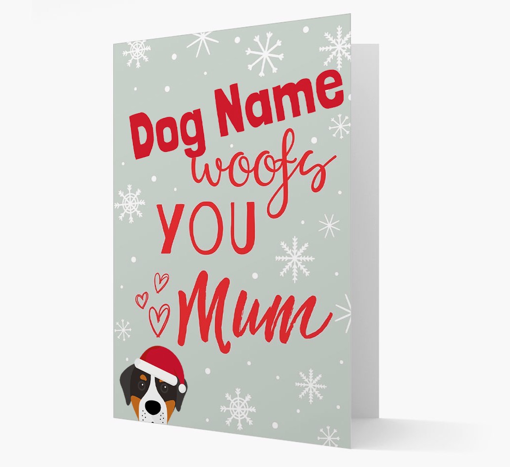 'I Woof You Mum' Card with your {breedFullName} Christmas Icon