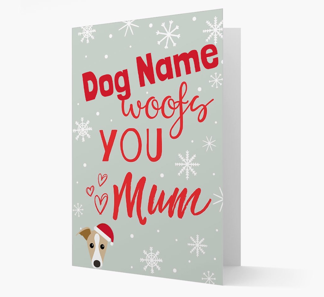 'I Woof You Mum' Card with your {breedFullName} Christmas Icon