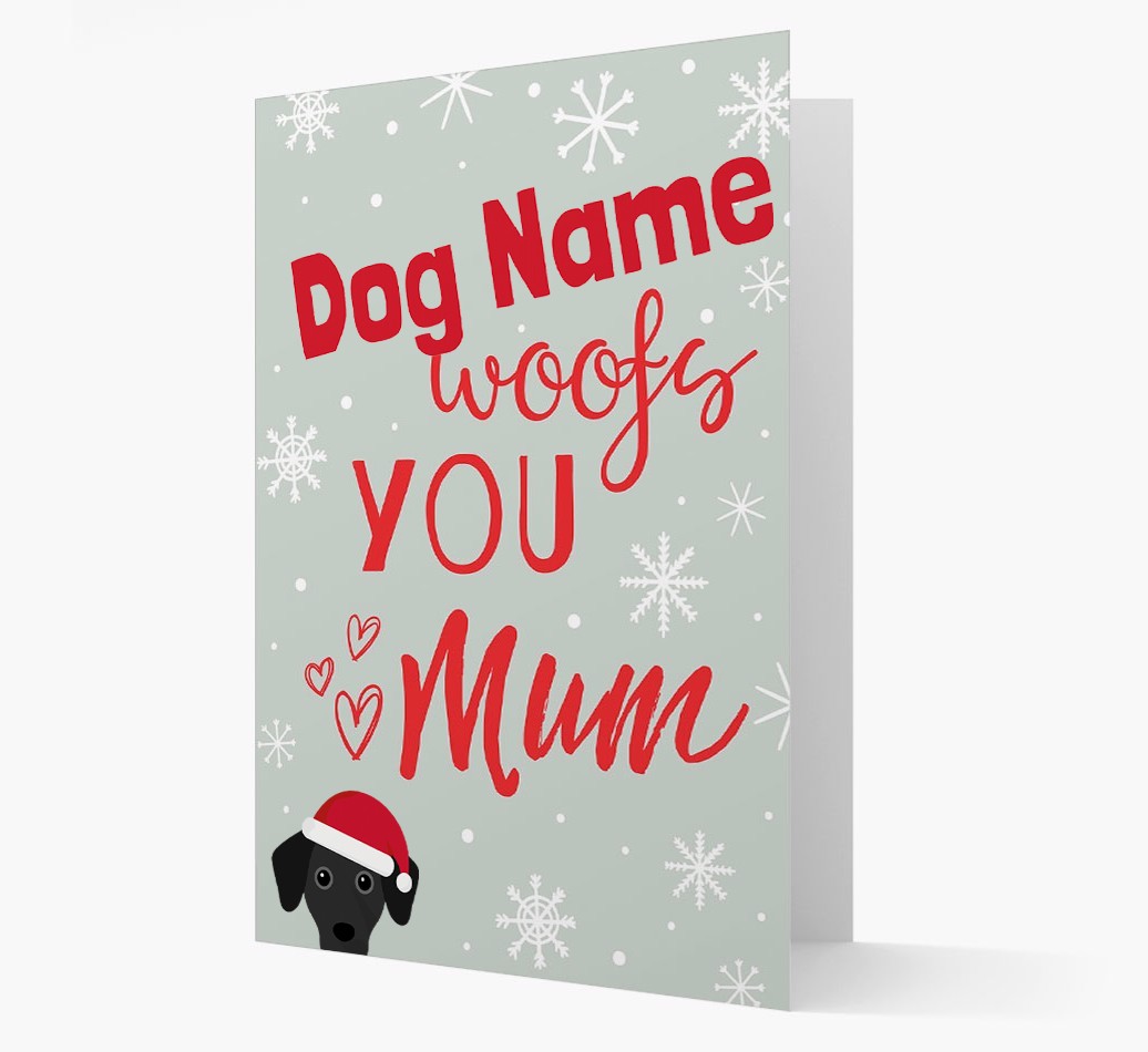 'I Woof You Mum' Card with your {breedFullName} Christmas Icon