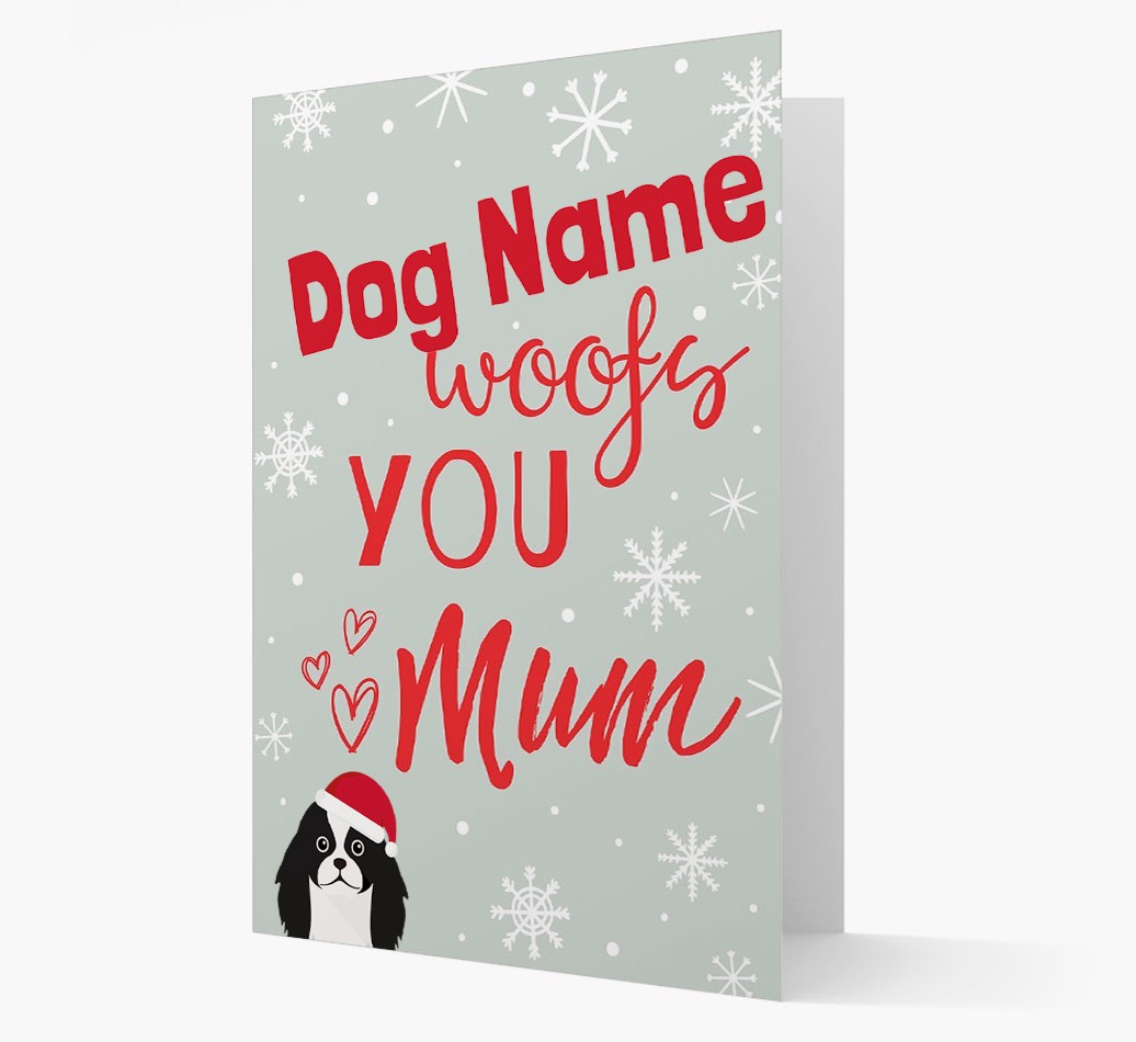 'I Woof You Mum' Card with your {breedFullName} Christmas Icon