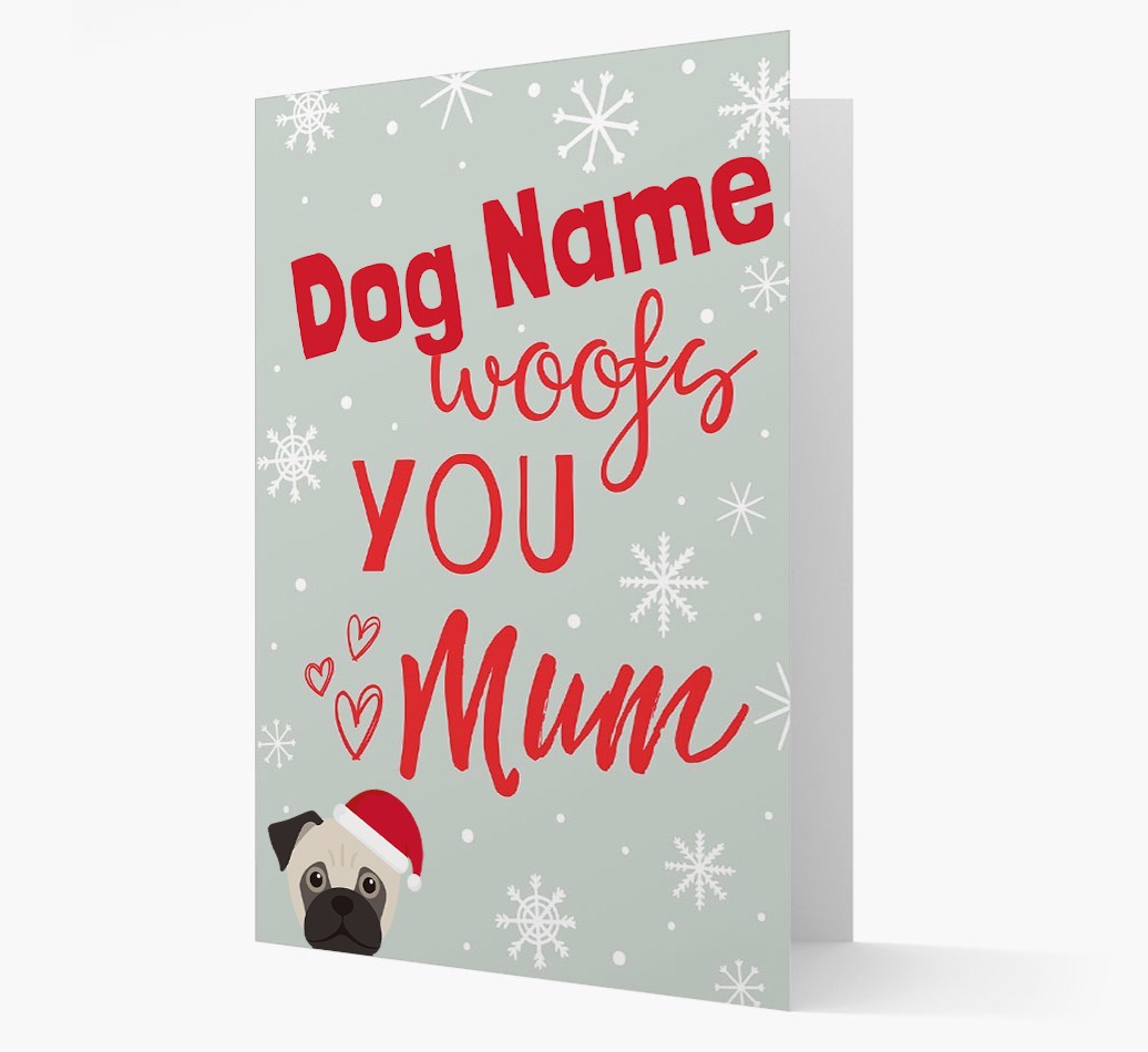 'I Woof You Mum' Card with your {breedFullName} Christmas Icon