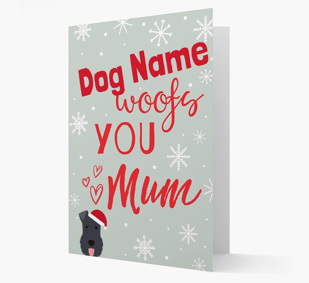 'I Woof You Mum' Card with your {breedFullName} Christmas Icon