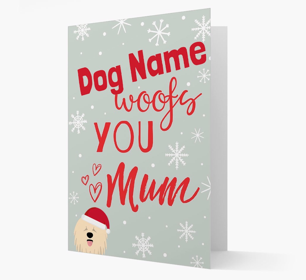 'I Woof You Mum' Card with your {breedFullName} Christmas Icon