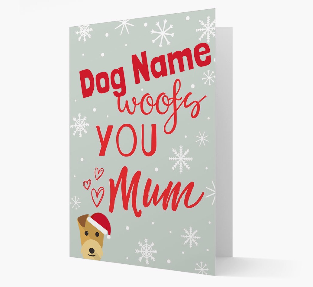 'I Woof You Mum' Card with your {breedFullName} Christmas Icon