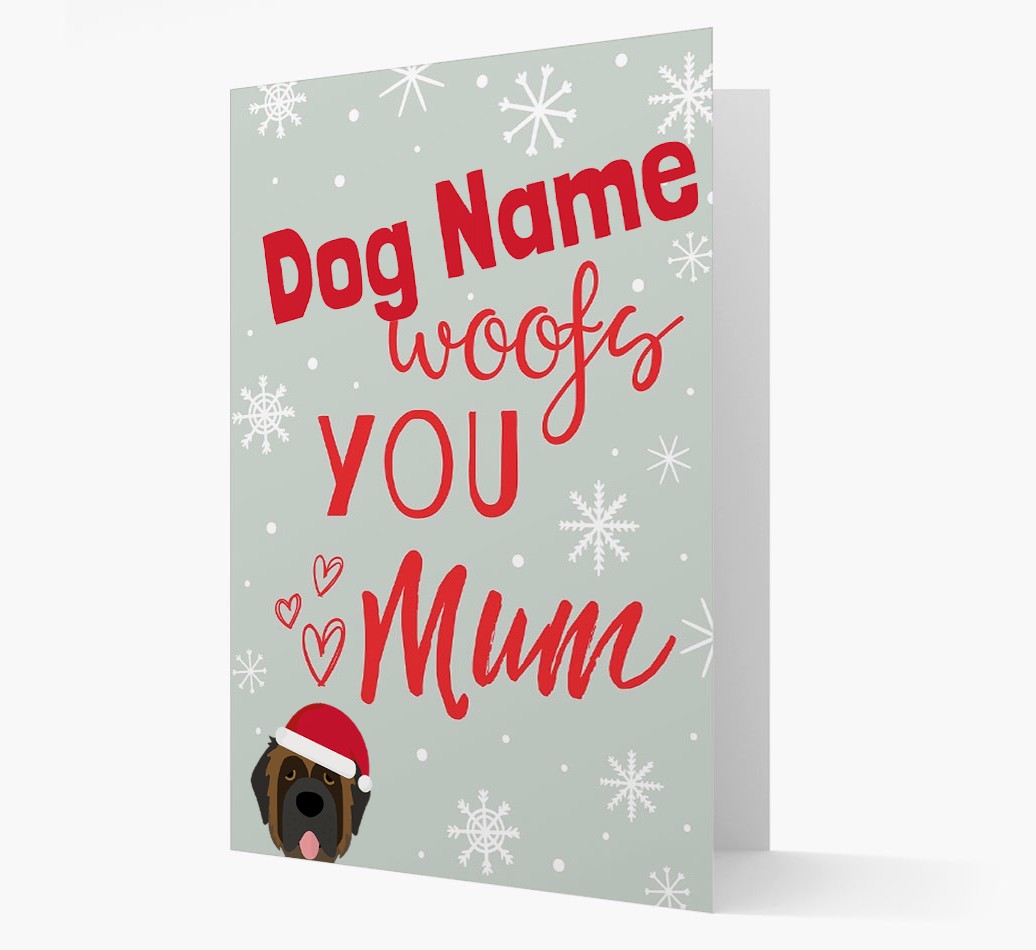 'I Woof You Mum' Card with your {breedFullName} Christmas Icon