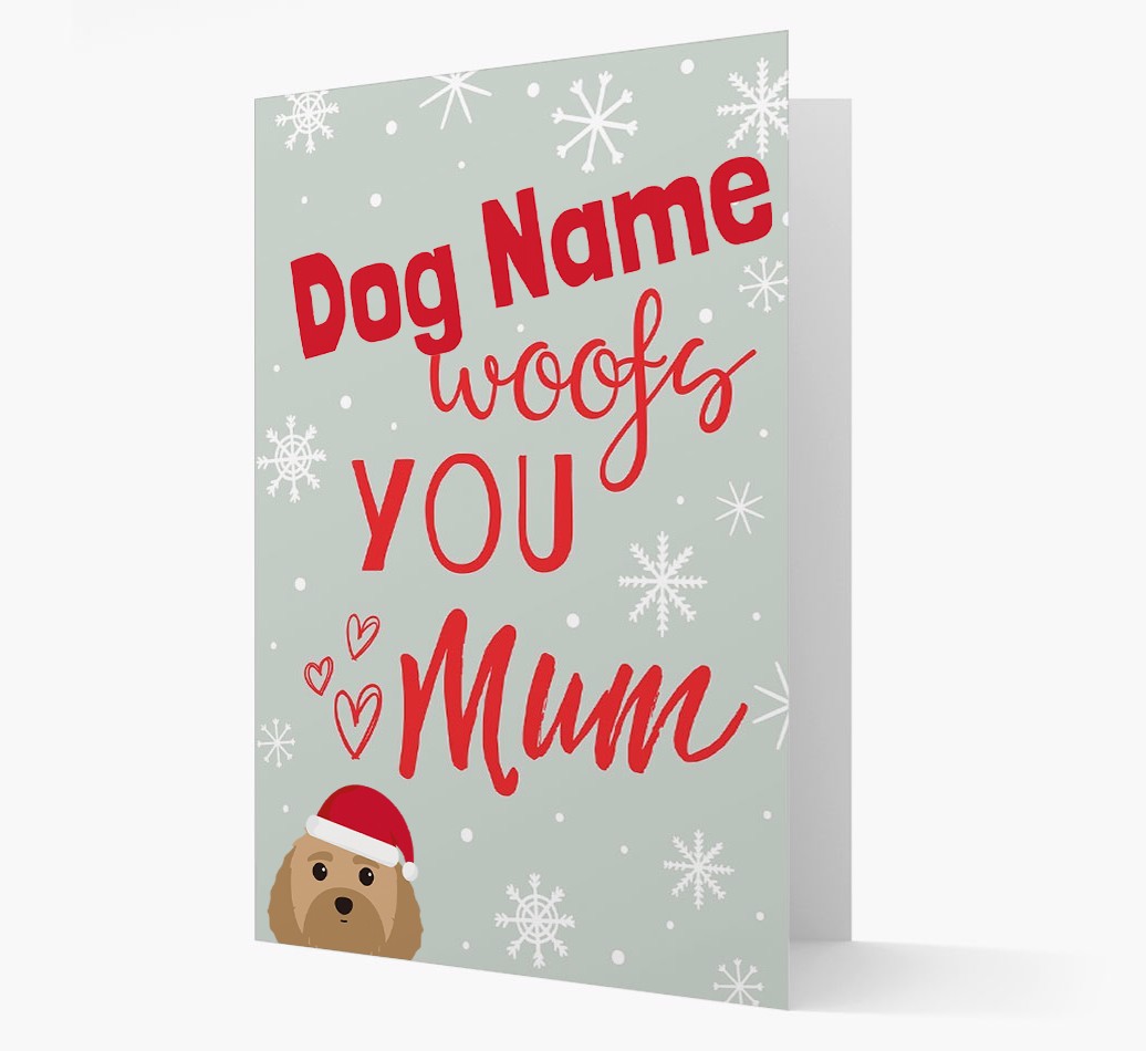 'I Woof You Mum' Card with your {breedFullName} Christmas Icon