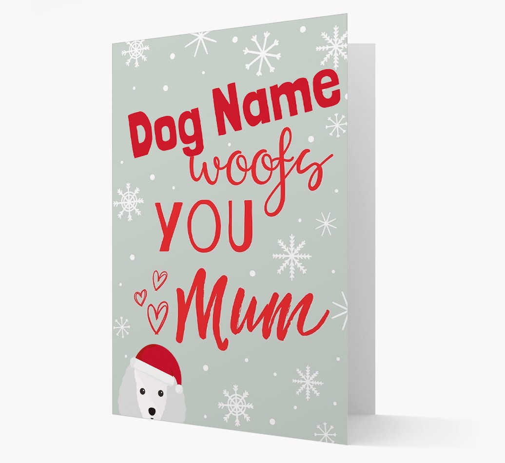 'I Woof You Mum' Card with your {breedFullName} Christmas Icon