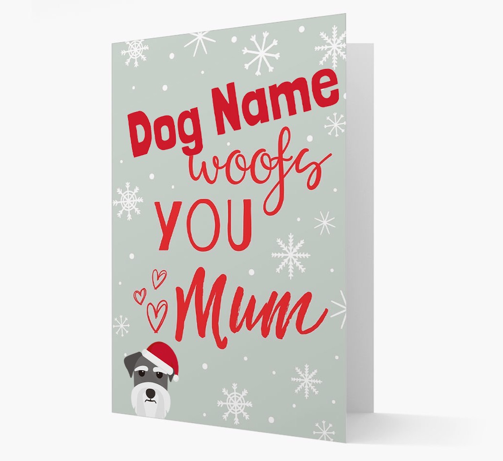 'I Woof You Mum' Card with your {breedFullName} Christmas Icon