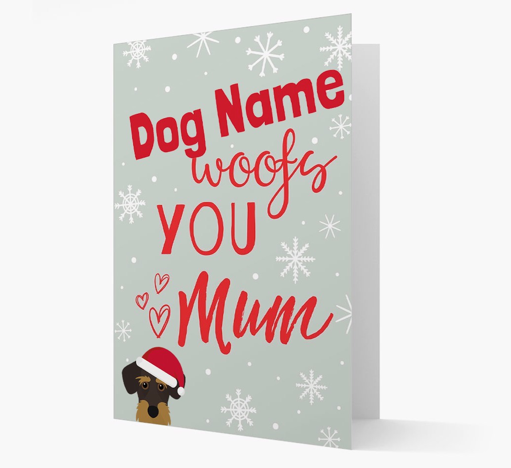 'I Woof You Mum' Card with your {breedFullName} Christmas Icon
