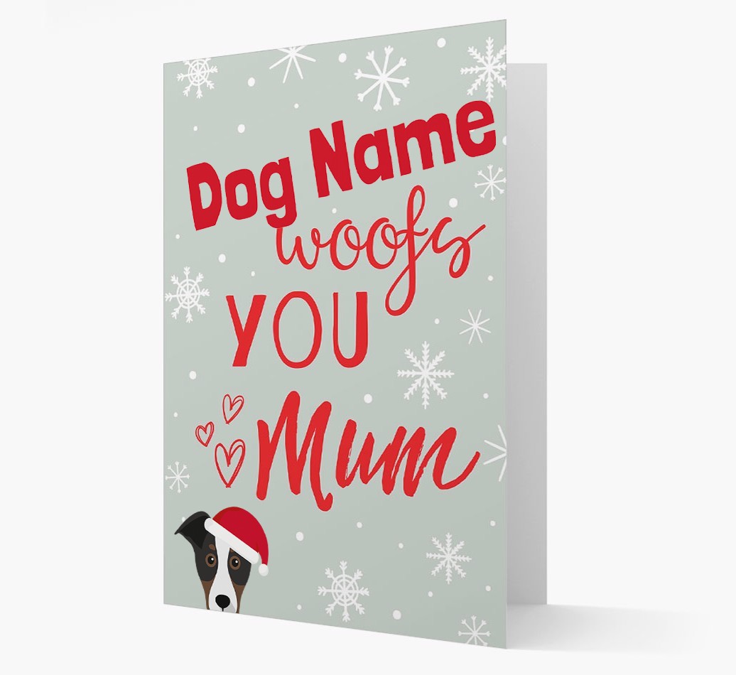 'I Woof You Mum' Card with your {breedFullName} Christmas Icon