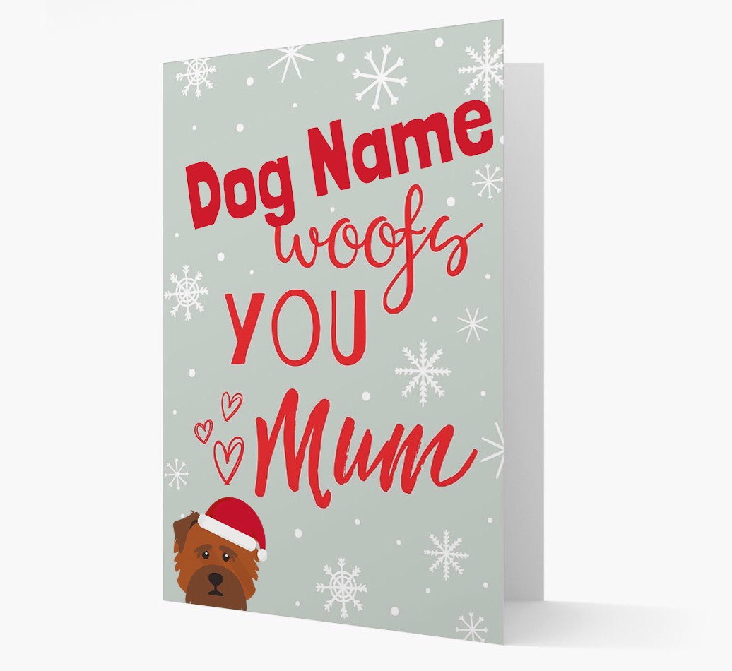 'I Woof You Mum' Card with your {breedFullName} Christmas Icon