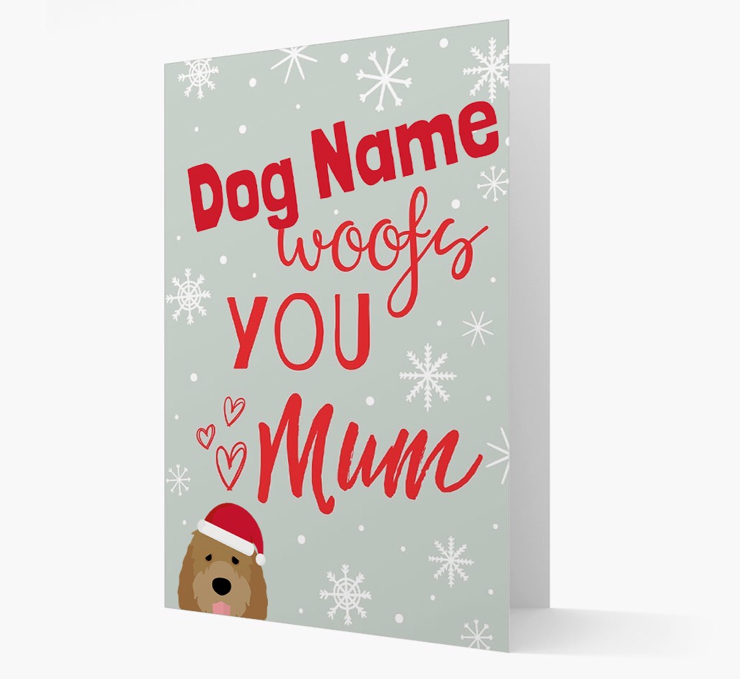 'I Woof You Mum' Card with your {breedFullName} Christmas Icon