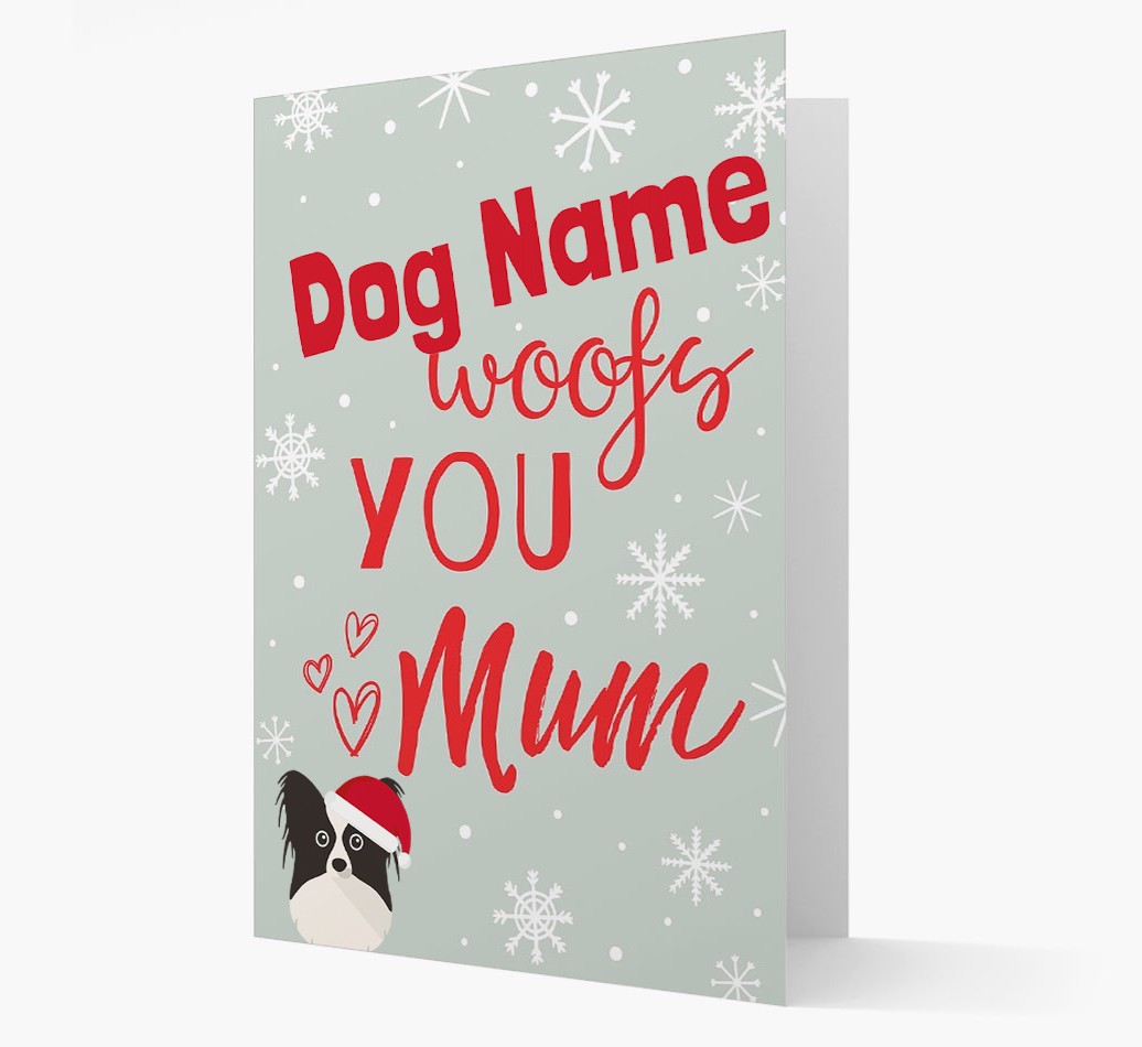 'I Woof You Mum' Card with your {breedFullName} Christmas Icon