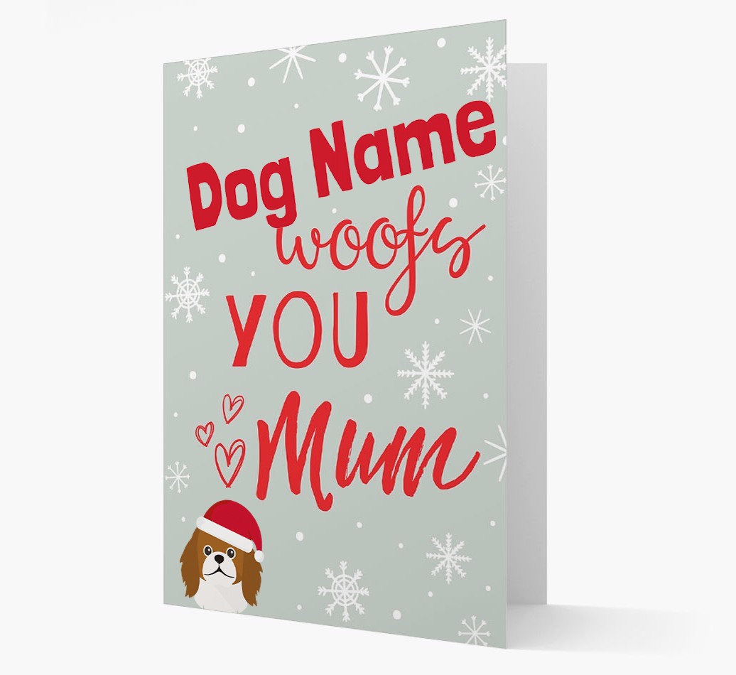 'I Woof You Mum' Card with your {breedFullName} Christmas Icon