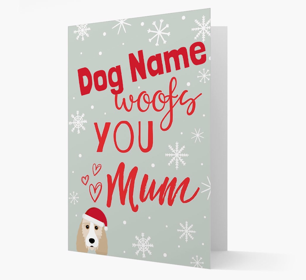 'I Woof You Mum' Card with your {breedFullName} Christmas Icon