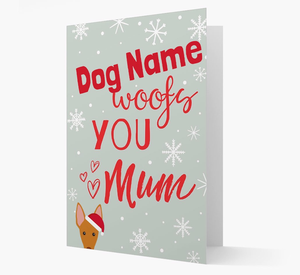 'I Woof You Mum' Card with your {breedFullName} Christmas Icon