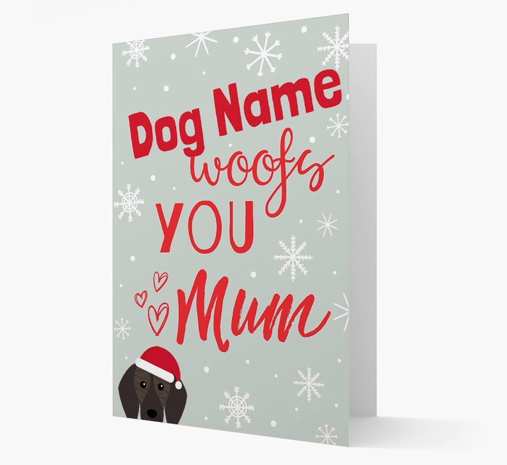 'I Woof You Mum' Card with your {breedFullName} Christmas Icon
