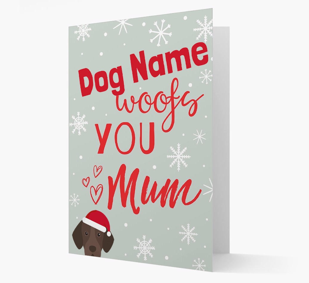 'I Woof You Mum' Card with your {breedFullName} Christmas Icon