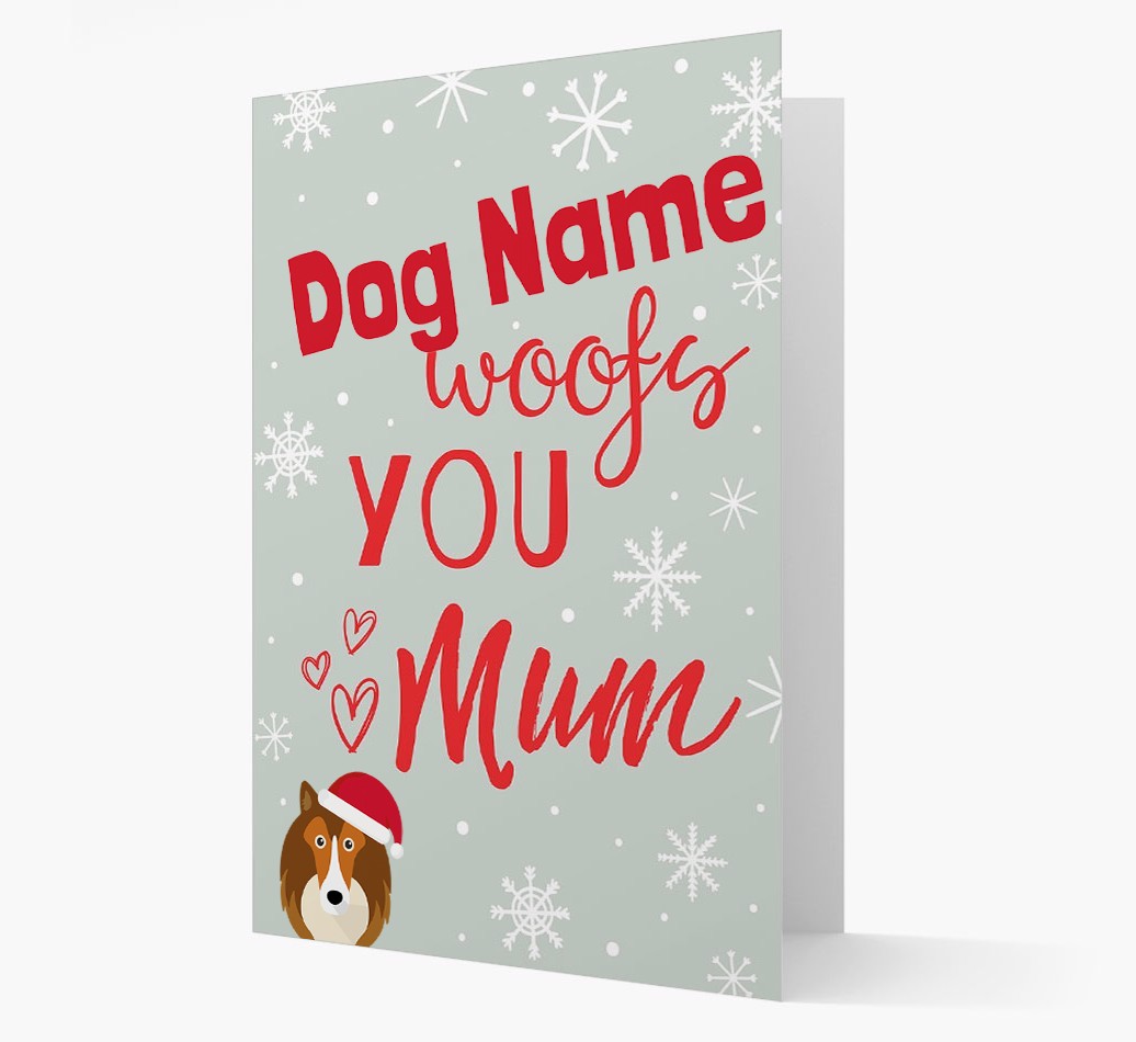 'I Woof You Mum' Card with your {breedFullName} Christmas Icon