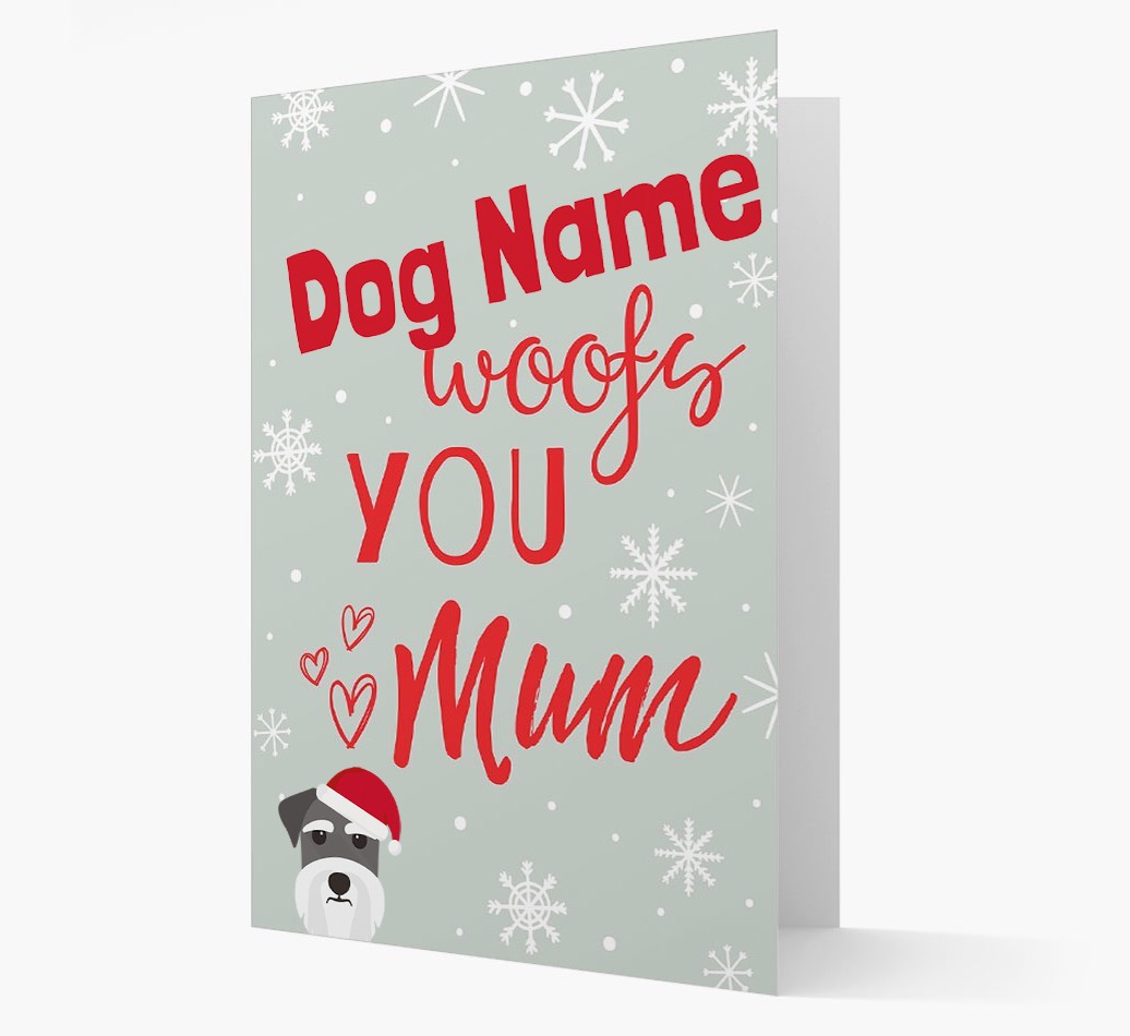 'I Woof You Mum' Card with your {breedFullName} Christmas Icon