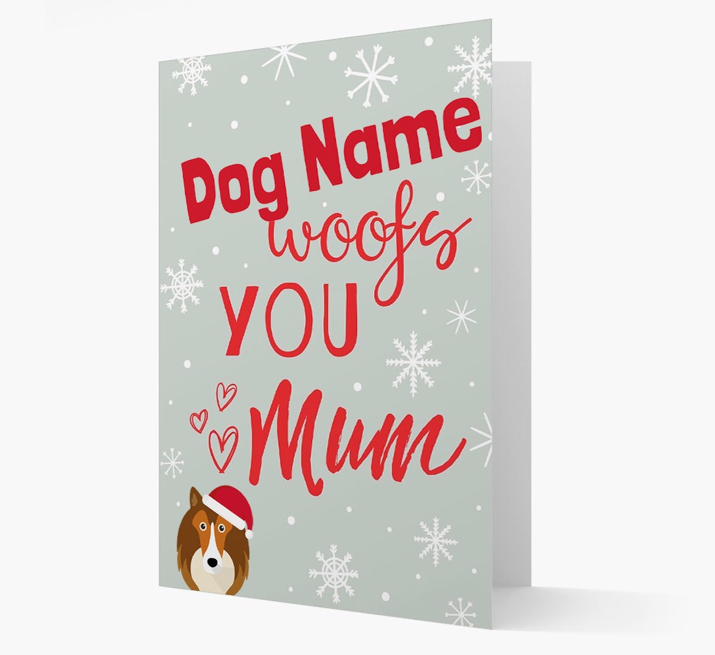 'I Woof You Mum' Card with your {breedFullName} Christmas Icon