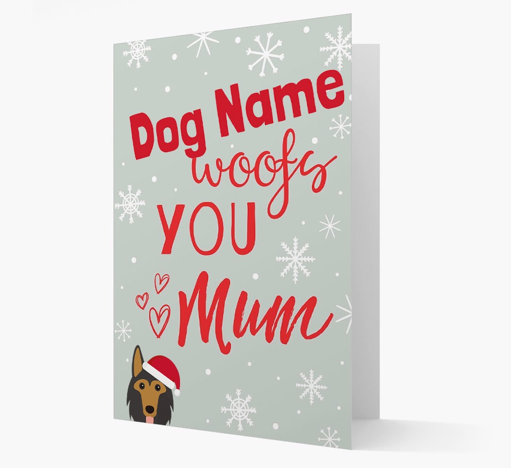 'I Woof You Mum' Card with your {breedFullName} Christmas Icon