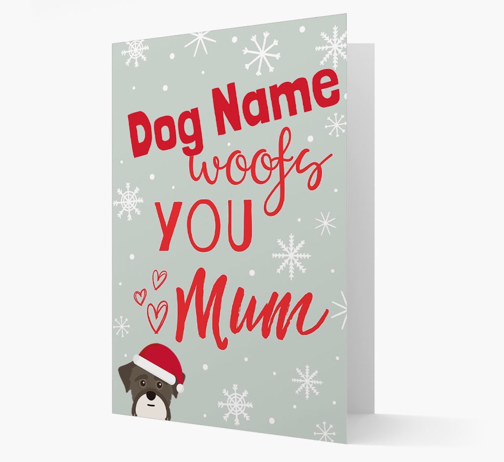 'I Woof You Mum' Card with your {breedFullName} Christmas Icon