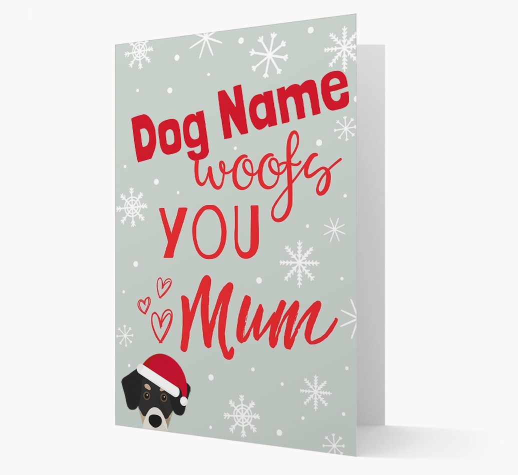 'I Woof You Mum' Card with your {breedFullName} Christmas Icon