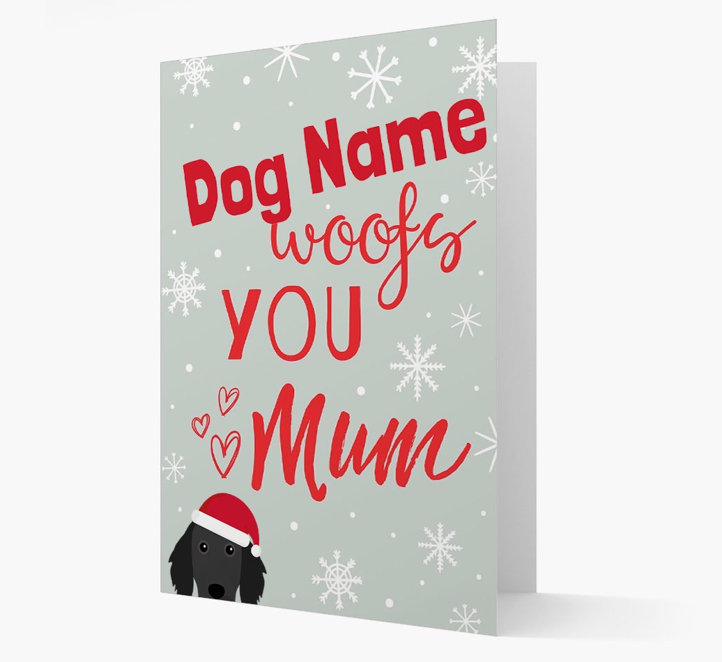 'I Woof You Mum' Card with your {breedFullName} Christmas Icon