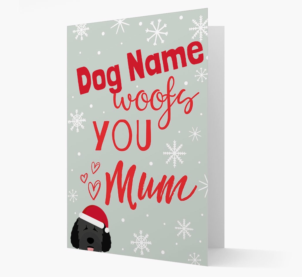 'I Woof You Mum' Card with your {breedFullName} Christmas Icon