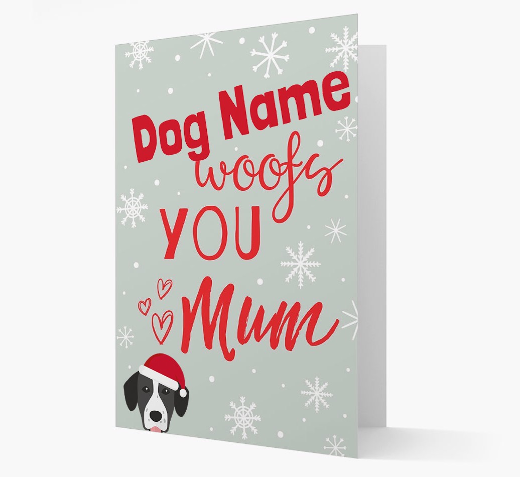 'I Woof You Mum' Card with your {breedFullName} Christmas Icon