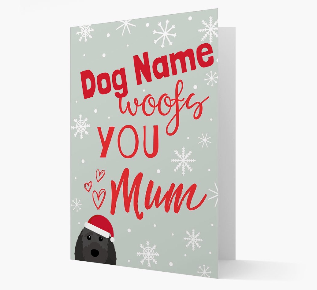 'I Woof You Mum' Card with your {breedFullName} Christmas Icon