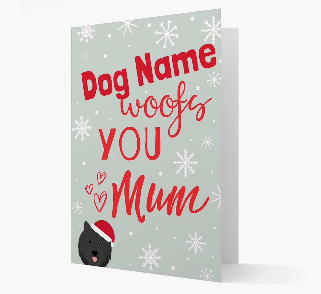 'I Woof You Mum' Card with your {breedFullName} Christmas Icon