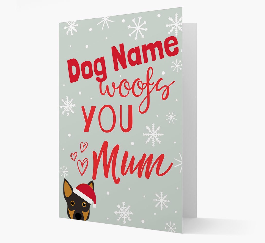 'I Woof You Mum' Card with your {breedFullName} Christmas Icon