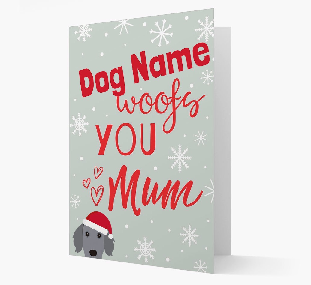 'I Woof You Mum' Card with your {breedFullName} Christmas Icon