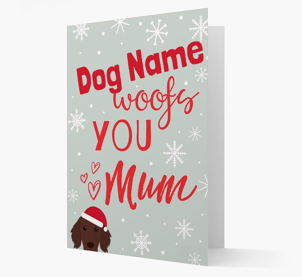 'I Woof You Mum' Card with your {breedFullName} Christmas Icon