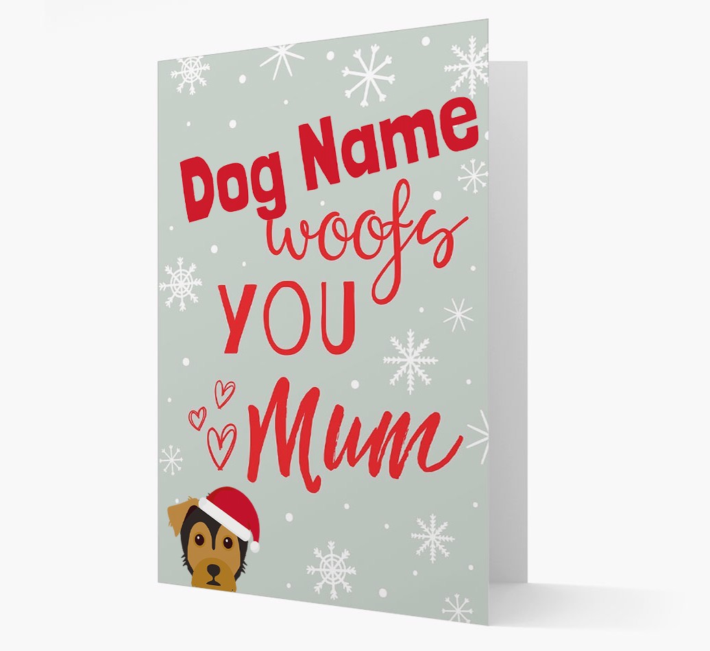 'I Woof You Mum' Card with your {breedFullName} Christmas Icon